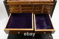 Antique Dental Cabinet 10 Drawers Dentists Tool Box Case Wood Jewelry Machinists
