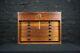 Antique Engineers Tool Cabinet / Chest With 9 Oak Drawers And Hinged Lid