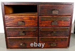 Antique Frank Mossberg Oak 8 Drawer Mechanics Tool Box / Parts Chest Cabinet
