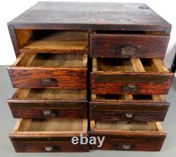 Antique Frank Mossberg Oak 8 Drawer Mechanics Tool Box / Parts Chest Cabinet