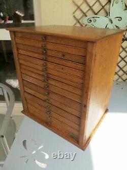Antique Oak Dentists Cabinet, Collectors Drawers, Watchmakers, Tool Box / Chest