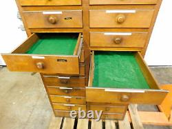 Antique Vintage 20 Drawer Wooden Tool Storage Cabinet 38 X 26 1/2 X 60