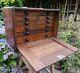 Antique Vintage Engineers Tool Cabinet Chest Bank Of 8 Drawer With Key