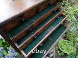 Antique Vintage Engineers Tool Cabinet Chest Bank Of 8 Drawer with Key