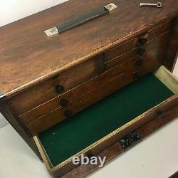 Antique Vintage Moore & Wright Engineers 8 Drawer Tool Box Cabinet Chest