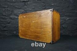 Antique Wooden Engineers Tool Chest with 7 Drawers Vintage Oak Cabinet