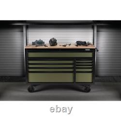BUNKER 10 Drawer Workbench Roller Tool Cabinet, 56, Green