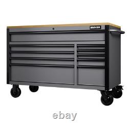 BUNKER 10 Drawer Workbench Roller Tool Cabinet, 56, Light Grey