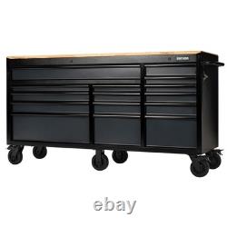 BUNKER 15 Drawer Grey Workbench Roller Tool Cabinet 72 Hardwood Worktop 27242