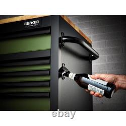 BUNKER 15 Drawer Workbench Roller Tool Cabinet, 61, Green