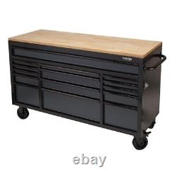 BUNKER&174 Workbench Roller Tool Cabinet 15 Drawer 61 Grey 25 Draper 8238