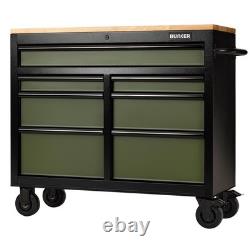 BUNKER 7 Drawer Workbench Roller Tool Cabinet, 41, Green