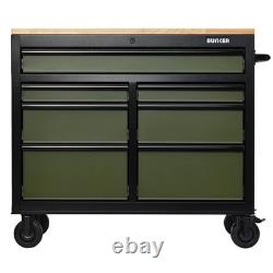 BUNKER 7 Drawer Workbench Roller Tool Cabinet, 41, Green
