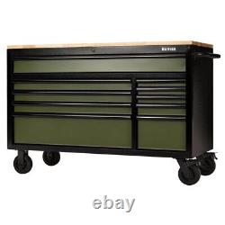 BUNKER Green Roller Tool Cabinet Workbench 10 Drawer 56 Steel 08236