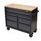 Bunker Grey Roller Tool Cabinet 7 Drawer Workbench 41 Wood Top Draper 08216
