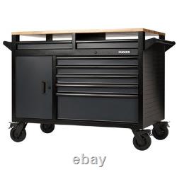 BUNKER Grey Roller Tool Cabinet Workbench Multi 14 Drawer 48 Wood Top 08251