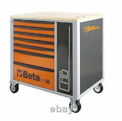 Beta C24SL-CAB 7 Drawer Mobile Roller Cabinet + Cupboard in Orange