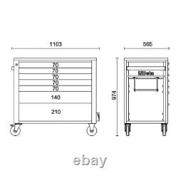 Beta RSC24AXLP 7 Drawer Extra Long Wooden Top Cabinet Roll Cab Tool Box Orange