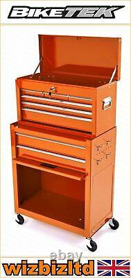 BikeTek Rolling Tool Cabinet With Top Chest Orange 616x330x1070mm