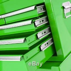 BikeTek Steel Rolling Tool Cabinet Green 8 Drawers Top Chest Box Garage Storage
