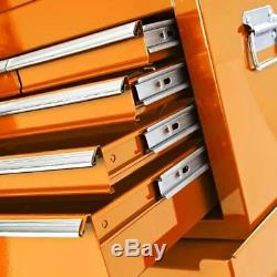 BikeTek Steel Rolling Tool Cabinet Orange 8-Drawer Top Chest Box Garage Storage