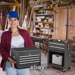 Black 6 Drawer Heavy Duty Detachable Tool Storage Cabinet with Wheels & Hooks