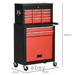 Black 6-Drawer Tool Cabinet Cart Lockable Roll Cab with Wheels for Workshop