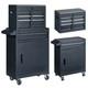 Black Metal Tool Cabinet Storage Box Chest With 4 Drawers With Wheels For Garage