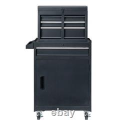 Black Metal Tool Cabinet Storage Box Chest With 4 Drawers With Wheels for Garage