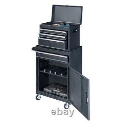 Black Metal Tool Cabinet Storage Box Chest With 4 Drawers With Wheels for Garage