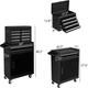 Black Metal Tool Cabinet Storage Box Chest With 5 Drawers With Wheels For Garage