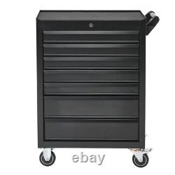 Black Steel Tool Trolley Cabinet with Wheels Workshop Storage Chest Carrier Cart