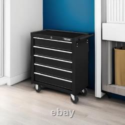 Black Tools Affordable Steel Chest Tool Box With Lock Roller Cabinet 5 Drawers