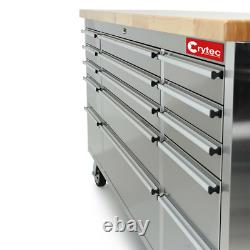 CRYTEC 72 Stainless Steel 15 Drawer Work Bench Tool Box Chest Cabinet Roll Cab