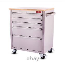 CRYTEC POWER 26in Stainless Steel 5 Drawer Work Bench Tool Box Chest Cabinet