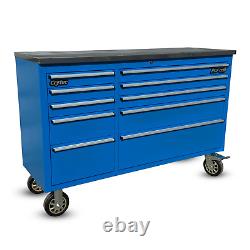 CRYTEC Pro Cab 55in Blue Stainless Steel Drawer Bench Tool Box Chest Cabinet