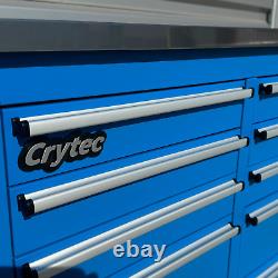 CRYTEC Pro Cab 55in Blue Stainless Steel Drawer Bench Tool Box Chest Cabinet