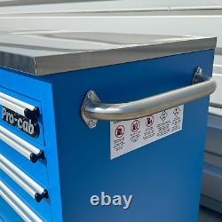 CRYTEC Pro Cab 55in Blue Stainless Steel Drawer Bench Tool Box Chest Cabinet