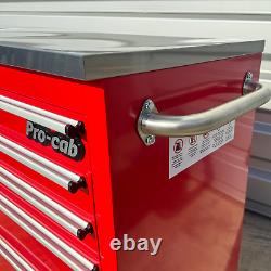 CRYTEC Pro Cab 55in Red Stainless Steel Drawer Work Bench Tool Box Chest Cabinet