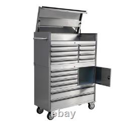 Charlies 41 Stainless Steel 14 Drawer Tool Cabinet HTC4114W-1 + HTC4114W-2