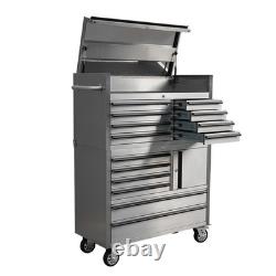 Charlies 41 Stainless Steel 14 Drawer Tool Cabinet HTC4114W-1 + HTC4114W-2