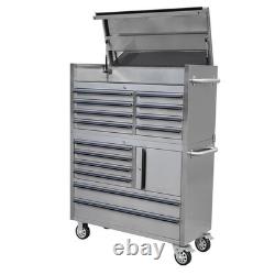 Charlies 41 Stainless Steel 14 Drawer Tool Cabinet HTC4114W-1 + HTC4114W-2
