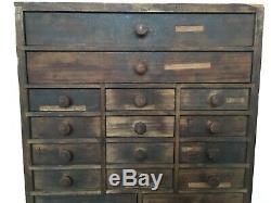 Charming Antique French Apothacary / Tool 21 Drawer Chest Cabinet 60.5 cm H