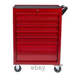 Chest of 7 Drawers Tool Cabinet Cart Workshop Garage Trolley on Wheels Lockable