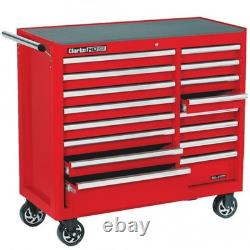 Clarke CBB226C 16 Drawer Tool Trolley Mobile Steel Workshop Storage Cabinet Plus
