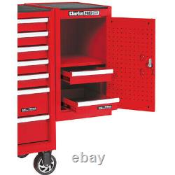 Clarke SL26B 2 Drawer Side Locker Cabinet Tool Box Storage Lockable Steel Red