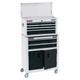 Combined Roller Cabinet & Tool Chest 6 Drawer 24in White Storage Unit Heavy Prox