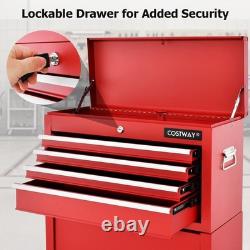 Combo Lockable Tool Cabinet Rolling Tool Chest with Wheels Drawers Adjustable