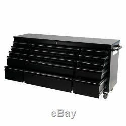 Crytec 72 Black Heavy Duty 15 Drawer Work Bench Tool Box Chest Cabinet