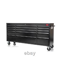 Crytec 72 Black Powder Coated 15 Drawer Work Bench Tool Box Chest Cabinet